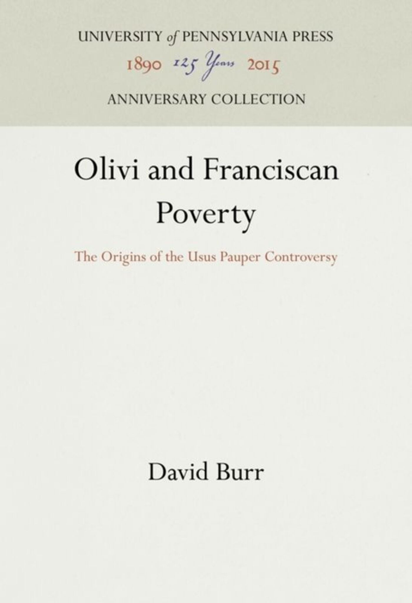 Cover image for Olivi and Franciscan Poverty ISBN 9781512814989